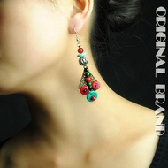 Ethnic Style Earrings Palace Retro Bohemian Turquoise Retro Earrings Earrings Female Handmade withou