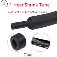 FS 1M Black 3:1 Heat Shrink Tube With Glue Inside Diameter 2.4/3.2/4.8/6.4/7.9/9.5/12.7mm Adhesive L