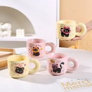 Cute ceramic cup with lid, capacity 380ml, vintage ceramic cup as a birthday gift, cute ceramic tabl