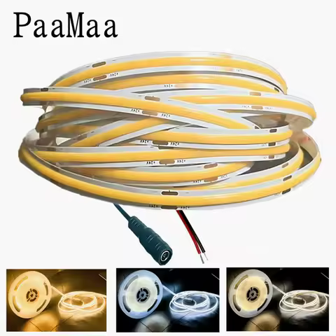 COB LED Strip Lights DC12V 24V 320LEDs/M High Density Flexible LED Tape DC Plug/ 2pin Wire RA90 Kitc
