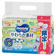 Moony 嬰兒柔潤濕紙巾補充裝 - 柔軟質地 76枚 X 8包 (平行進口貨)