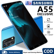 【COD】HP baru SANSUMG Galaxy A55 Smartphone 4G/5G Ponsel 16GB+512GB RAM 6800MAH 7.5inch Android 12 Po