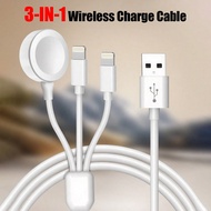 สายชาร์จแม่เหล็กแบบเร็ว 3-in-1 สำหรับนาฬิกา, สาย USB ถึง 2 Lightning + สายชาร์จแม่เหล็ก, เข้ากันได้ก