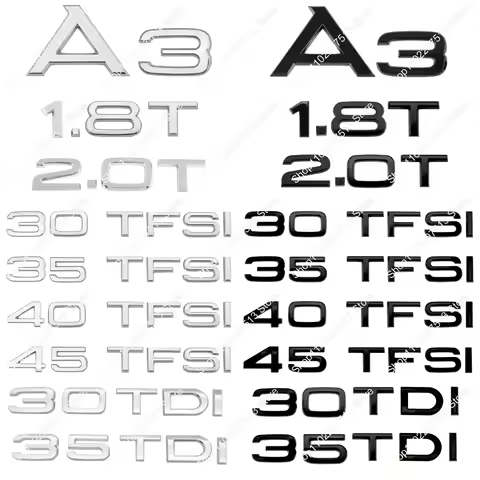 3D Chrome Black 45 40 35 30 TFSI 30 35 1.6 TDI 1.8 2.0 T ABS Emblem For A3 Series Car Trunk Styling 