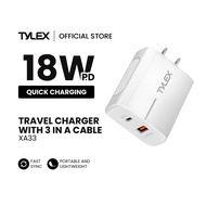 TYLEX XA33 Qualcomm 3.0 PD Quick Charging 18W Support USB Travel Charger cable