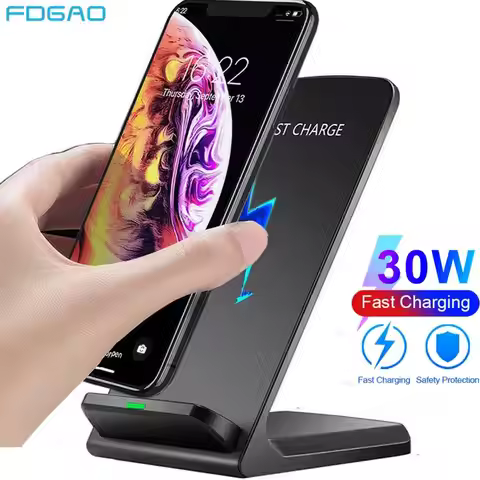 FDGAO 30W Wireless Charger Stand For iPhone 15 14 13 12 Pro Max 11 XS XR X 8 Samsung S23 S22 Type C 