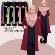 NURSAFIA  Suit Muslimah Elina Set Labuh Ala Cardigan Blouse + Pants Size S - 3XL