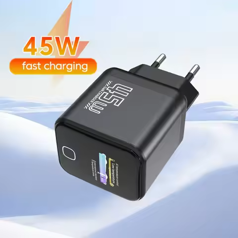 45W Type C Fast Charging AI Smart Screen Display GaN Charger PD 3.0 QC 3.0 Wall Charger For iPhone 1