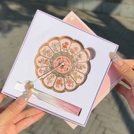 Handheld Makeup Mirror Embossed with 12 Divine Flowers - Creative Design, Exquisite Gift Box, Meanin