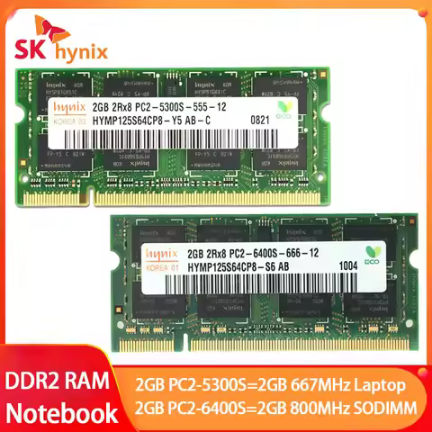 SK Hynix Laptop RAM Memoria DDR2 2GB 4GB KIT 2x2GB 667MHz 800MHz SO-DIMM 1.8V 200Pins PC2-5300S PC2-