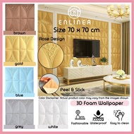 70*70cm Rose 3D wall sticker Wallpaper Foam Besar self-adhesive waterproof background wall sticker Wallpaper Dinding
