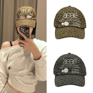 AEAE Leopard Print Wide Brim Hat With Letter Embroidery Vintage Sun For Women