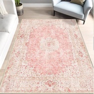 1pc Back To School Pink Bedroom Carpet, 6x9ft Bohemian Style Girls Rug, Washable Non-Slip Carpet For