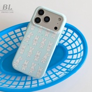 Blue Background Fun Full Screen Line Bunny Suitable For iPhone 17 16 15 14 13 Pro Max i15 i16 1i17 P