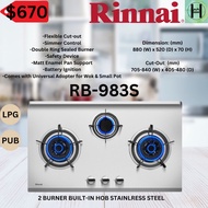 *SG LOCAL* Rinnai RB-983S 3 BURNER BUILT-IN HOB STAINLESS STEEL - 1 Year WUARRANTY