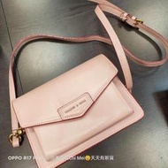 109*品牌CHARLES&KEITH粉色側背小包20*16CM  小CK
