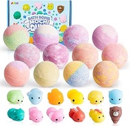 JOYIN Bath Bombs for Kids with Mochi Squishy, 12 Pack Bubble Bath Bombs with Surprise Toy Inside, Natural Essential Oil SPA Bath Fizzies Set, Kids Safe Birthday Gift for Boys and Girls