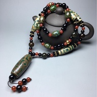 Original Retro Tibetan Agate Three Eyes Nine Eyes Green Dzi Pendant Necklace Bracelet Pendant Ethnic