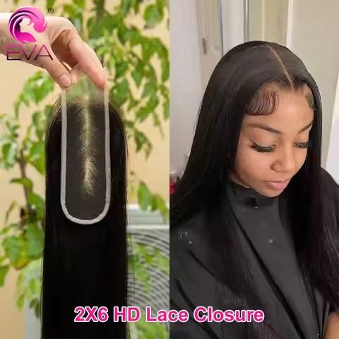 Eva Straight Kim K Closures Human Hair 2x6 HD Lace Closures Body Wave Invisible Swiss HD Lace Melt S