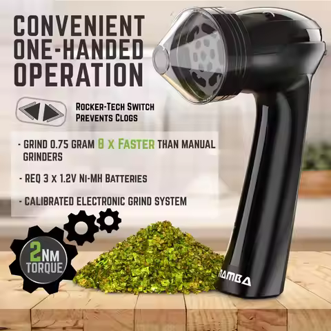 Mamba LITE 0.75g Herb Grinder Electric - Herb Tobacco Grinder 8X Speed w/SS Blades | Tobacco Grinder