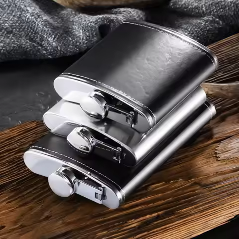 GIANXI Outdoor Stainless Steel Hip Flask Wine Whisky Pot With Leather Portable Travel Flask For Alco