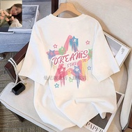 【现货】sodamilk&现货 tshirt woman  印花套头短袖T恤女超大码-斤休闲百搭宽松圆领学生上Korean Printed Pullover Short Sleeve T-Shirt 