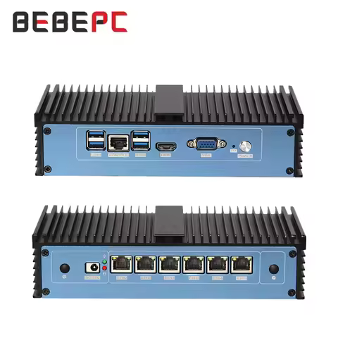 BEBEPC Industrial Mini PC with Inter i7-6500U Support DDR4 SSD Linux with 6xi211 LAN 1xHDMI 4xUSB3.0