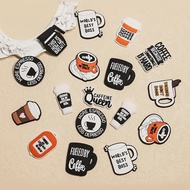 17pcs Coffee Pattern Shoe Charms for Clogs Bogg Bag Bubble Slides Sandals, PVC Shoe Decorations Accessories, EVA Beach B