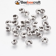 Beebeecraft 20pc 304 Stainless Steel Crimp Beads Covers Stainless Steel Color 4.5mm Hole: 2mm