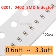 100pcs 0201 0402 SMD Inductor 2nH 2.2nH 2.4nH 2.7nH 3nH 3.9nH 4.3nH 4.7nH 8.2nH 15nH 24nH 27nH 39nH 