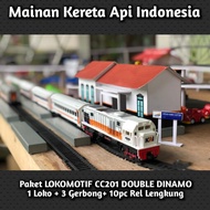 Indonesian Train Toy Complete PACKAGE LOCOMOTIVE CC201 Double Dynamo