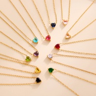12 Birthstone Necklace Colorful Small Love Heart Pendant Necklace