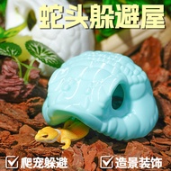 3D Printed Snake Head Reptile Hide - Terrarium Decor for Hognose Snakes Geckos & Lizards