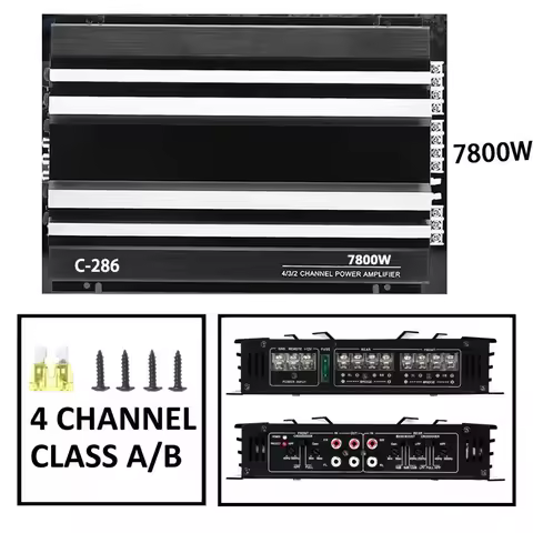 286 Power Amplifier 7800W Car Audio Modified Power Amplifier Class AB Quad Power Amplifier