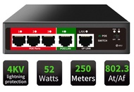 STEAMEMO 5 Port AI PoE Switch (4 POE Ports +1 Uplink), 802.3af/at PoE 100Mbps, 52W Built-in Power, E