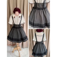 New Set Axes femme Brand Shirt + Overall Skirt Decorated With Lace Very Cute Floral Embroidered Coll