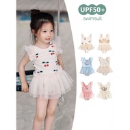 Girl Gauze One-Piece Swimsuit Fresh Girl Sunscreen Swimsuit Baby Girl Seaside Vacation Swimsuit