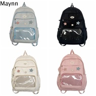 MAYNN ไนลอนทำจากไนลอน Itabag ค่ะ ถุงซิปซิป หลายสี ถุงป้ายโปร่งใส จุได้มาก คาวาอิ กระเป๋าเป้นักเรียน 