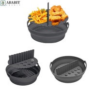 ABABIT Air Fryer Baking Pan, Round Silicone Air Fryer Baking Basket, Household Foldable with Dividing Pad Heat Safe Air Fryer Liner Home Use