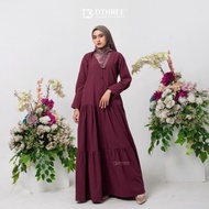 Dthree - Gamis Athaya Series ( Burgundy ) Dress Muslim / Gamis Wanita