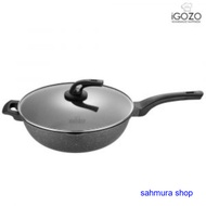 iGOZO EPSILON 32CM NON-STICK PREMIUM GRANITE STIRFRY WOK + GLASS LID