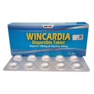 KCK Wincardia Aspirin 100mg & Glycine 45mg 30's (Exp: February 2026)