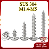 304 Padded Stainless Steel Cross Round Head/Pan Head Self-Tapping Screw Wood Screw M1.4-M5 * L3-50mm