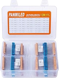 40 Values 1200 Pieces Resistor Kit 1 Ohm-1M Ohm 0.5 Watt Metal Film Resistors Assortment Kit (1/2W ±