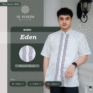 Baju Muslim Pria Koko Premium Lengan Pendek Al Hakim Eden Putih