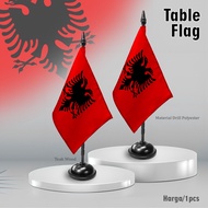 Albania Country Table Flag, Smooth Velvet Fabric + Wooden Stand Table Flag/, Room Decoration