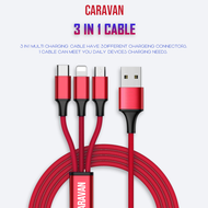 0# Caravan Crew สายชาร์จ 3 in 1 Charging Cable USB to Lightning Micro Type C ความยาว 1.2M สายชาร์จเร็ว สายชาติเร็ว