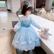 [Ready Stock] Frozen elsa Princess Dress Autumn Winter Children elsa Dress elsa New Style elsa Long 