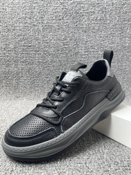 หนังรุ่นอัพเกรดผู้ชายรองเท้าสบายๆBreathable Cowhide Low Topกีฬารองเท้าJesterสไตล์แบนLacedยางSoled