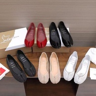 2025 New Top Quality MM6 Women's Single Shoes Tabi Leather Shoes Split Toe Fashion Crystal Flats